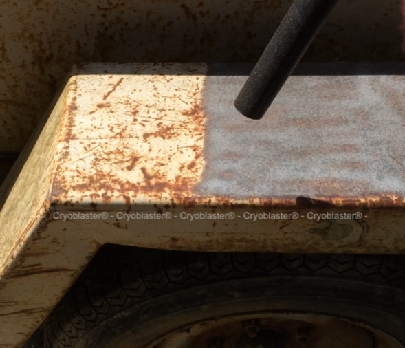 gommage cryogenique sur rouille et peinture