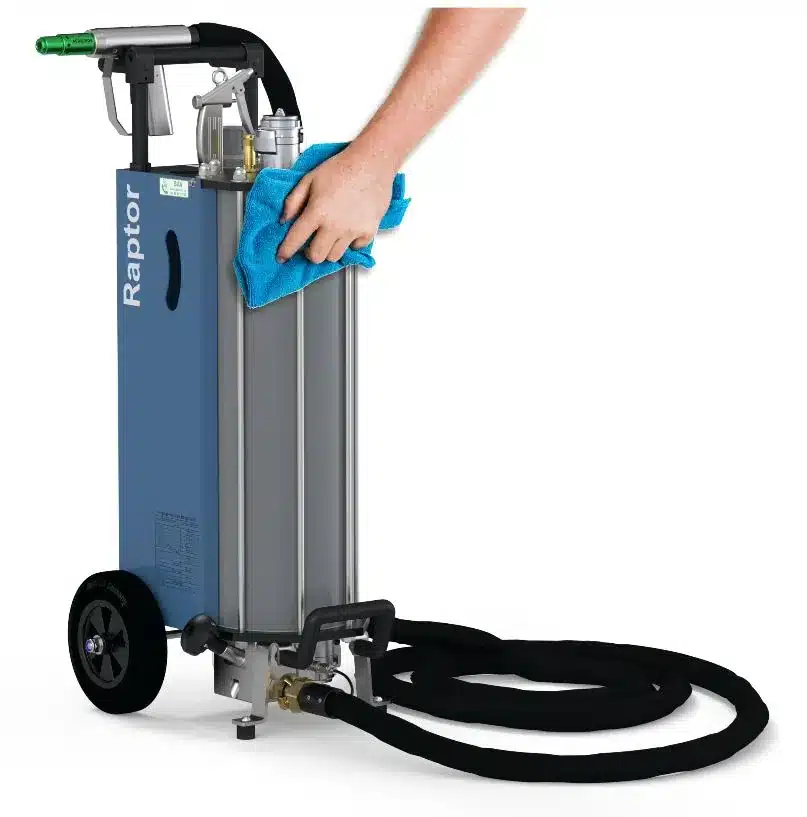 Cleaning abrasive air blasting equipment for homeowners