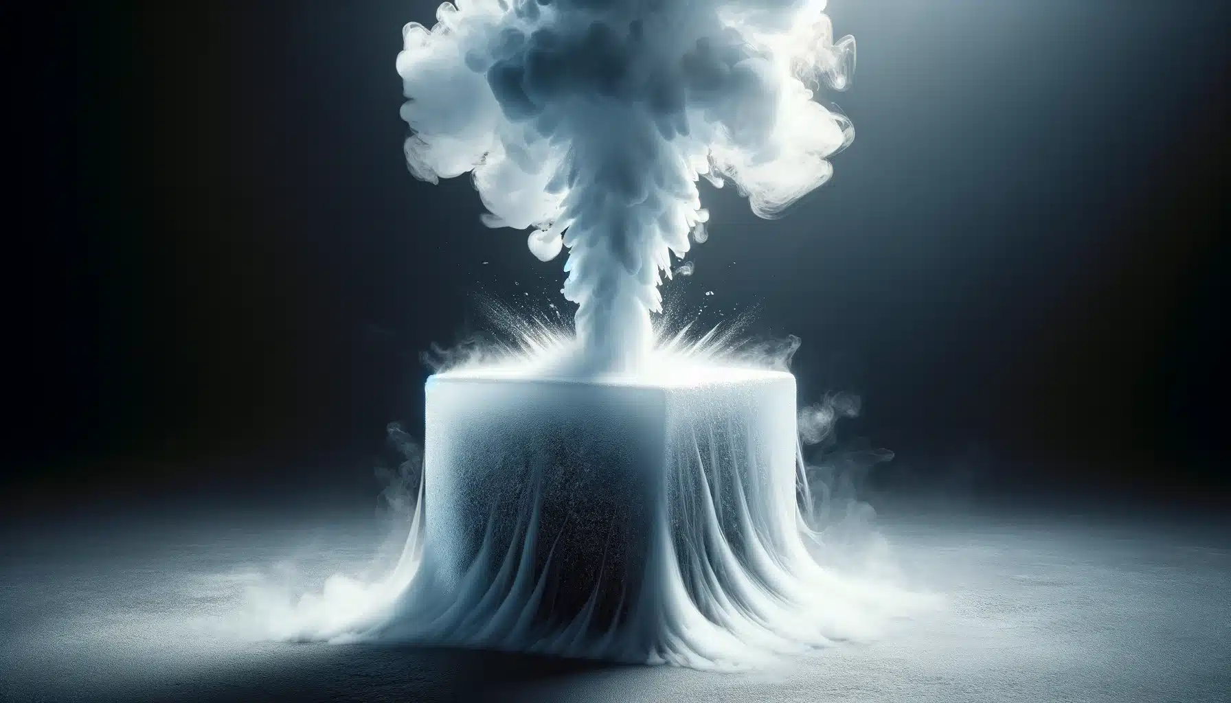 Bloque de hielo seco atravesado por vapor seco