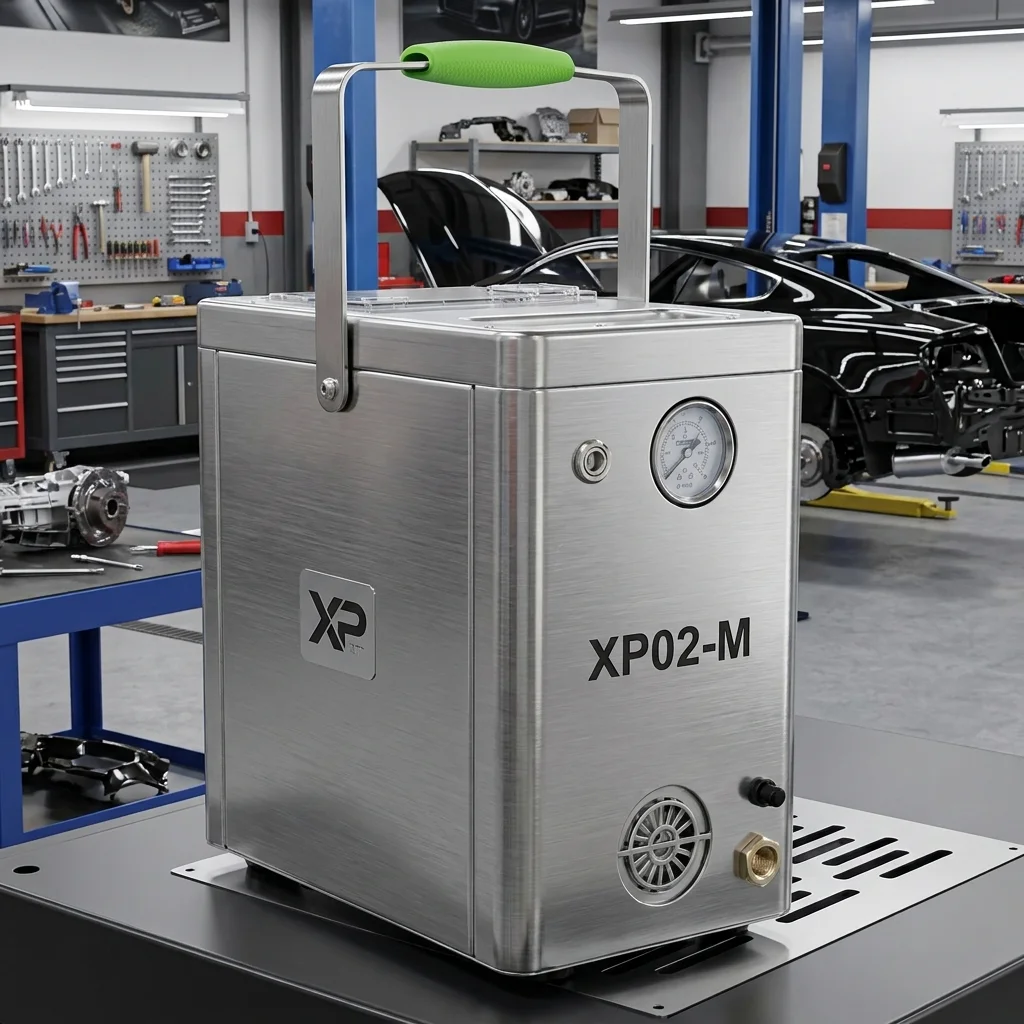 petite-machine-de-nettoyage-a-sec-par-cryogenie-xp02 Petite machine nettoyage à sec portable avec réservoir blanc, long flexible utilisée pour nettoeyr et dépoussiérer des surfaces.